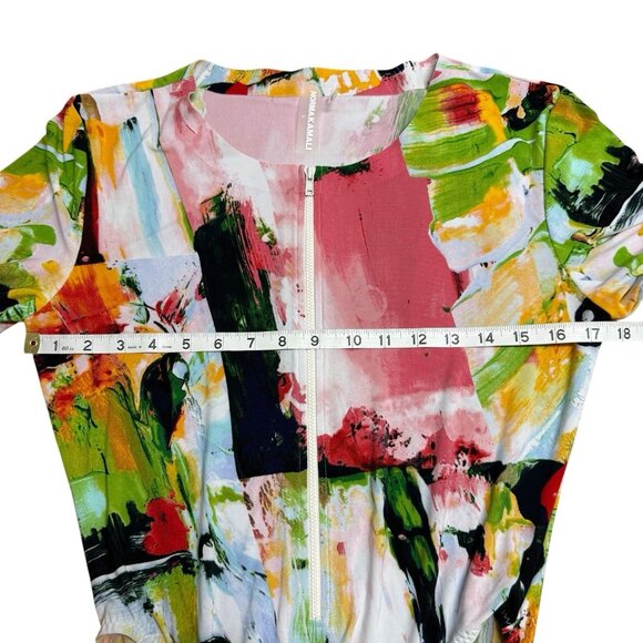 NORMA KAMALI RASHGUARD BODYSUIT WATERMELON SPLASH SIZE L ARTSY COLORFUL ZIP - Picture 7 of 8